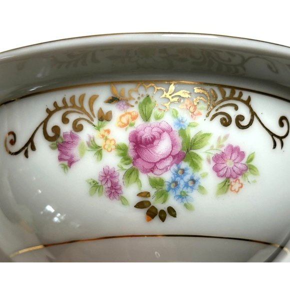 Maruichi China Gravy Boat Attached Plate Rose Gold Trim 40s Replacement Gift - Picture 4 of 4